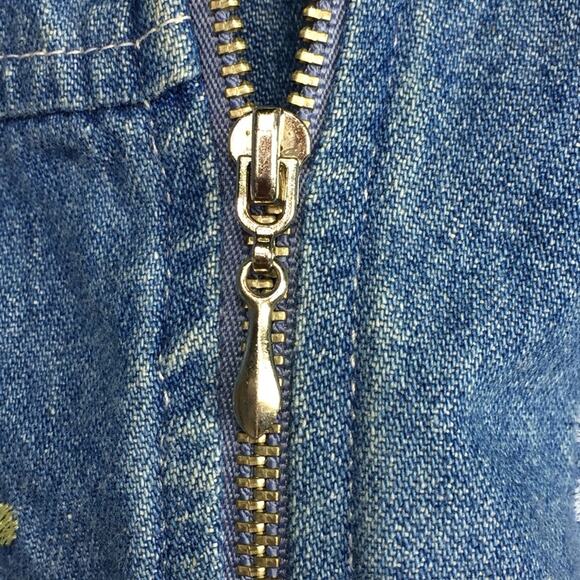 90s Vintage Embroidered Jean Jacket Floral Denim Bomber Full Zip Women's Medium - Picture 8 of 12